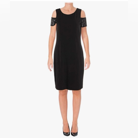 Calvin Klein Black Studded Cold Shoulder Dress - Picture 2 of 13